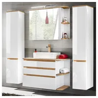 Lomadox CAMPOS-56 6-tlg. Hochglanz Weiß mit Wotaneiche