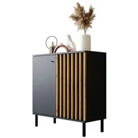 Newroom Kommode Wildeiche Schwarz Sideboard Modern Vintage - 80x85x40