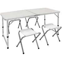 ECD Germany Campingtisch Set mit 4 Hocker, 120x60x55/63/70 cm