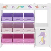 [en.casa] Kinderregal Søndreland 80x90x30 cm mit Ozean Motiv