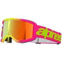 Alpinestars Vision 5 Wordmark, Crossbrille verspiegelt - Neon Pink/Gelb