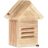 Relaxdays Marienkäferhaus, Holz, Marienkäferhotel Garten, zum Aufhängen, Insektenhotel für