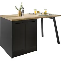 BASIC by Balculina Kücheninsel TURIN I in schwarz/Artisan Eiche
