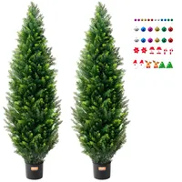 Vevor 2er-Set Künstliche Zeder, Formschnittbaum Kunstpflanzen PE Zypresse152,4cm