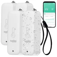 Luminea Home Control 4er-Set WLAN-Außen- und Innen-Temperatur- und Luftfeuchtigkeitssensor