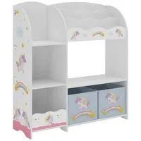 [en.casa] Kinderregal Lysekil 100x93x30 cm mit Einhorn Motiv