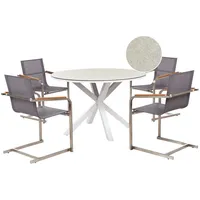 Beliani Gartenmöbel-Set, grau, Aluminium, Edelstahl, Keramik, Glas, Tischplatte mit