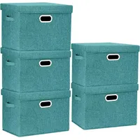 Luxuskollektion Aufbewahrungsbox mit Deckel Groß Stoff 5-Stück Aqua Deep