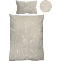 Biberna Melange, Flanell, Kinderbettwäsche 40x60cm, 100x135cm - beige -