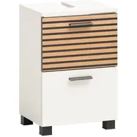WELLTIME Waschbeckenunterschrank Katta weiß matt/Akustikpaneel Optik, 40,2 x 60,8