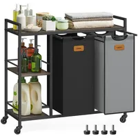 VASAGLE Wäschekorb 2 Fächer, Wäschesammler 100 L, Wäschesortierer