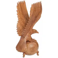 WOGEKA Filigraner Stein Adler auf Kugel SKULPTUR Dekoration Holz