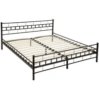 Tectake tectake® Metallbett, robustes Stahlgestell, bodenschonende Kunststoffkappen, 180 x