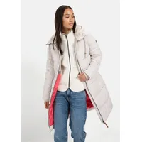 CAMEL ACTIVE Damen Langer Puffermantel mit gefütterter Kapuze Perlweiß,