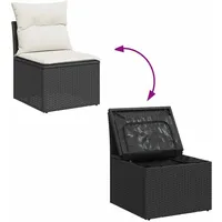 VidaXL 5tlg. Garten-Sofagarnitur mit Kissen Schwarz Poly Rattan Akazie