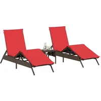 VidaXL Sonnenliegen 2 Stk. mit Tisch Braun Poly Rattan