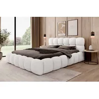 Luxusbetten24 Designer Polsterbett Boston Bouclé mit Stauraum 140x200 Weiß