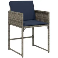 VidaXL Gartenstühle mit Kissen 4 Stk. Grau Poly Rattan