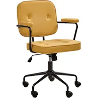 Beliani Bürostuhl Gelb mit Gebremsten Rollen Höhenverstellbar Klassisch Retro
