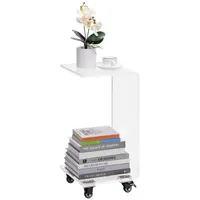Navaris Beistelltisch aus Acrylglas in C-Form mit Rollen -