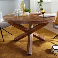 FineBuy Esszimmertisch rund Ø 120 cm Massiv-Holz Esstisch Küchentisch