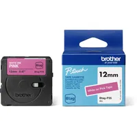 Brother Etikettenband 1,2 cm 12mm x 4m Weiß/Pink