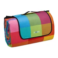 Relaxdays XXL Picknickdecke, 200x300 cm, isoliert, wasserdicht, Karierte Fleece