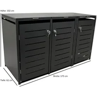 DEGAMO Mülltonnenbox klein 3er KÖLN 175x62x102cm für Tonnen 120