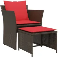 VidaXL Gartenstuhl mit Fußhocker Braun Poly Rattan