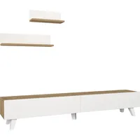 [en.casa] Saarijärvi mit 2 Regalen Eiche / Weiß