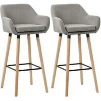 CLP 2er Set Barhocker Grant mit Stoffbezug grau
