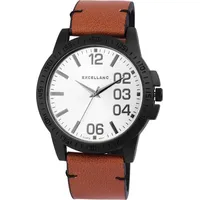Excellanc Herrenuhr mit Kunstlederionsarmband - Braun