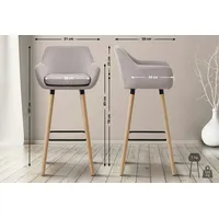 CLP 2er Set Barhocker Grant mit Stoffbezug taupe