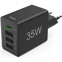 Hama Schnellladegerät 1x USB-C PD 3x USB-A, Mini-Ladegerät 35W