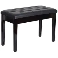 Homcom Klavierhocker Gummiholz Kunstleder Schwarz Holz, 36x50x76 cm