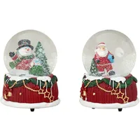 Geschenkestadl 2 Stück Schneekugeln mit Spieluhr 15cm Weihnachtsmann Schneemann