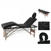 VidaXL Massageliege Klappbar 4-Zonen mit Holzgestell Schwarz
