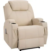 Homcom Elektrisch Relaxsessel Fernsehsessel Liegefunktion Kunstleder, Beige 82 x