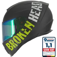 Broken Head BeProud Sport Grün Motorradhelm + Grün Verspiegeltes