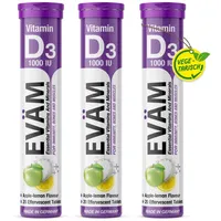 Eväm Vitamin D3 Brausetabletten Geschmack Apfel 3x 20 Stück