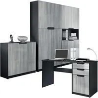 Vladon Büromöbelset, Anthrazit, Holzwerkstoff, 246x185x60 cm, Arbeitszimmer, Aktenschränke
