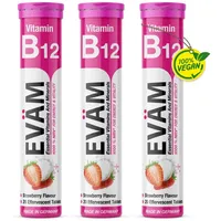 Eväm Vitamin B12 Brausetabletten Geschmack Erdbeere 3x 20 Stück