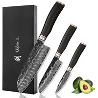 Wakoli Ebo 3er Damastmesser Set mit 9-18cm Klingen mit
