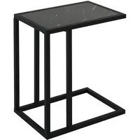 Homcom Beistelltisch, Couchtisch mit Marmoroptik, Kaffeetisch mit Metallrahmen,