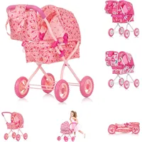 Chipolino Puppenwagen Emily Tasche, Sonnendach verstellbar, zusammenklappbar rosa