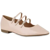 VAN HILL Damen Riemchenballerinas in Beige Lack