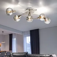 GLOBO Deckenlampe Wohnzimmer Deckenleuchte Esszimmerlampe Glas LED silber 5