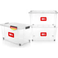 BigDean 3 Stück 60 L Aufbewahrungsbox mit Deckel groß