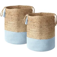 Beliani Aufbewahrungskorb 2er Set GAJAR Jute Hellblau