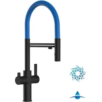 VIZIO 4 Wege Wasserhahn Küchenarmatur Schwarz Matt Blau